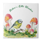 Blue Tit and Fly Agaric in a Forest Clearing Fliese (Vorderseite)