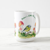 Blue Tit and Fly Agaric in a Forest Clearing Kaffeetasse (VorderseiteRechts)