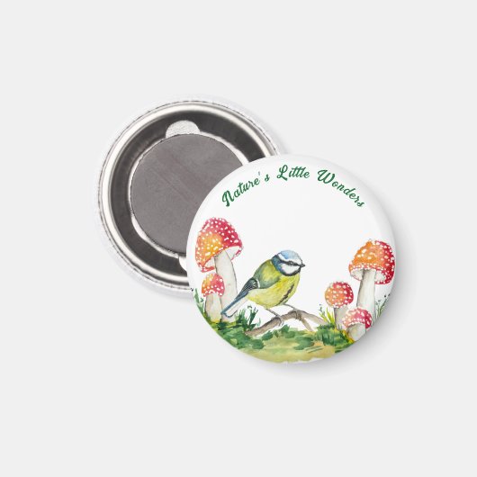 Blue Tit and Fly Agaric in a Forest Clearing Magnet (Vorderseite/Rückseite)