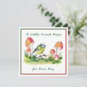 Blue Tit and Fly Agaric Watercolor Einladung (Stehend Vorderseite)