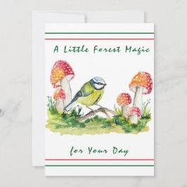 Blue Tit and Fly Agaric Watercolor Einladung