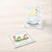 Blue Tit and Fly Agaric Watercolor Rechteckiger Pappuntersetzer (Vor Ort)