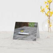 Blue Tit Bird Fütternd Glück zum Geburtstag Karte (Gelbe Blume)