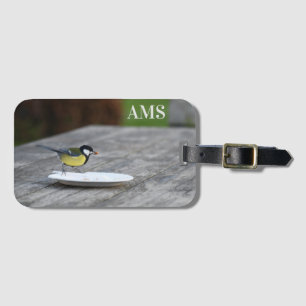 Blue Tit Bird Füttre Personalisierte Initialen Gepäckanhänger