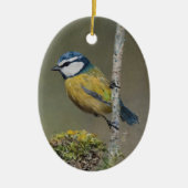 Blue Tit Bird Malerei Custom Year Weihnachten Keramik Ornament (Vorne)