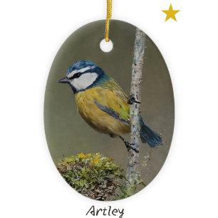 Blue Tit Bird Malerei Custom Year Weihnachten Keramik Ornament