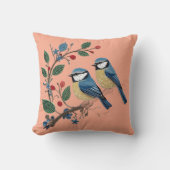 Blue Tit Birds on a Vine Kissen (Vorderseite)