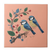 Blue tit birds on a vine Quilling design  Fliese (Vorderseite)