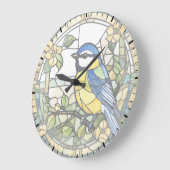 Blue Tit Imitate verklebte Glass Bluetit Bird Cloc Große Wanduhr (Winkel)