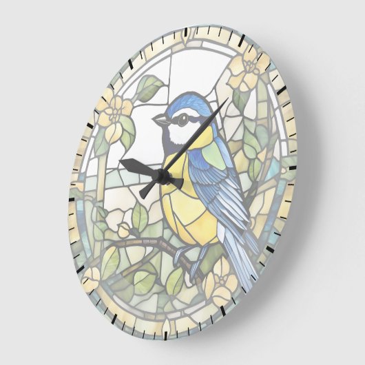 Blue Tit Imitate verklebte Glass Bluetit Bird Cloc Große Wanduhr (Winkel)