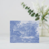 Blue Toil de Jouy French Country Shabby Elegance Postkarte (Stehend Vorderseite)