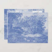 Blue Toil de Jouy French Country Shabby Elegance Postkarte (Vorne/Hinten)