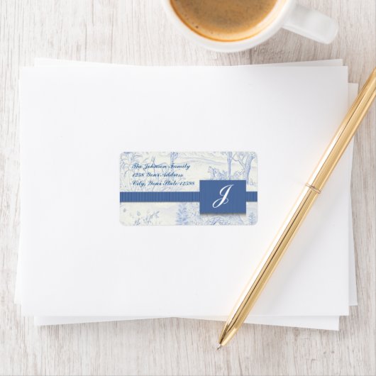Blue Toile Address Labels Adressaufkleber (Insitu)