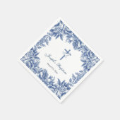 Blue Toile Blume Taufpapier Napkin Serviette (Ecke)