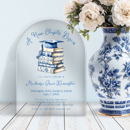 Blue Toile Books Coquette Neues Kapitel Abschluss Acryleinladungen