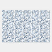 Blue Toile Bouquet 3 Geschenkpapier Set (Vorderseite)
