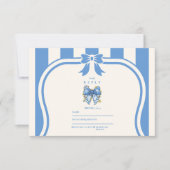 Blue Toile Bow Coquette Nursing School Graduate RSVP Karte (Vorderseite)
