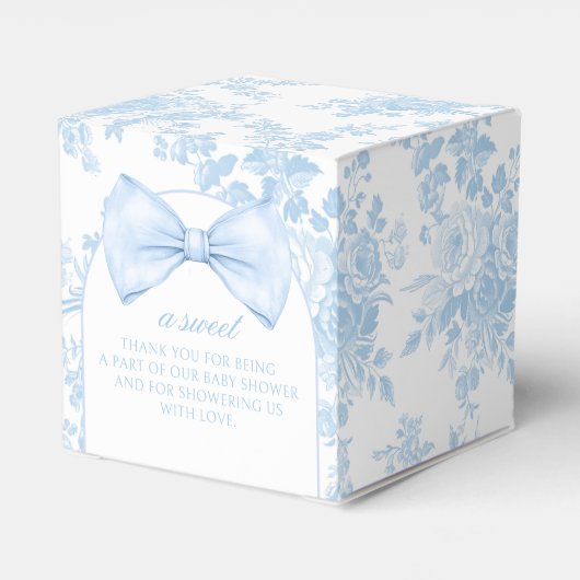 Blue Toile Bow Krawatte Baby Boy Dusche Geschenkbo Geschenkschachtel (Rückseite)