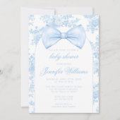 Blue Toile Bow Krawatte Boho Baby Boy Dusche Einladung (Vorderseite)
