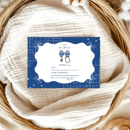 Blue Toile Bow Nurse School Grad RSVP Karte