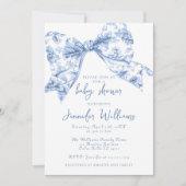 Blue Toile Bow Sweet Baby Boy Dusche Einladung (Vorderseite)