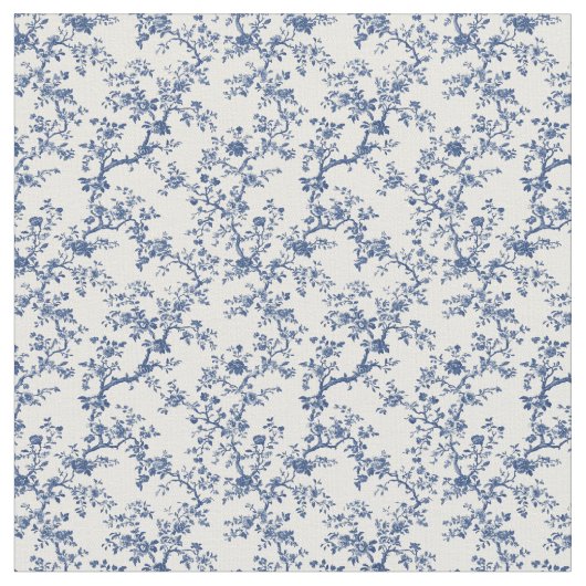 Blue Toile Branch Motif Stoff (Nahaufnahme)