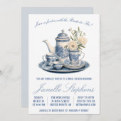 Blue Toile China Viktorianisch Tee Party Brautpart Einladung (Vorne/Hinten)