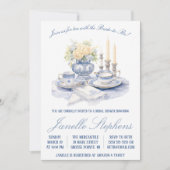Blue Toile China Viktorianisch Tee Party Brautpart Einladung (Vorderseite)