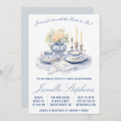Blue Toile China Viktorianisch Tee Party Brautpart Einladung (Vorne/Hinten)