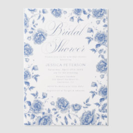 Blue Toile Chinoiserie Blumengarten Brautparty Pergament Einladungen