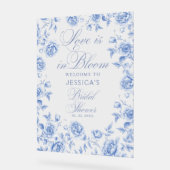 Blue Toile Chinoiserie Brautparty Willkommen Acrylschild (Winkel)