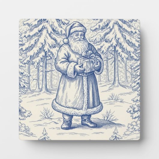 Blue Toile Christmas  Fotoplatte (Vorderseite)