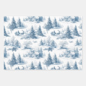 Blue Toile Christmas Pattern  Geschenkpapier Set (Vorderseite)