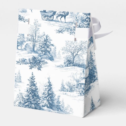 Blue Toile Christmas Pattern  Geschenkschachtel (Rückseite)