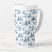 Blue Toile Christmas Pattern  Milchtasse (Rechte Ecke)
