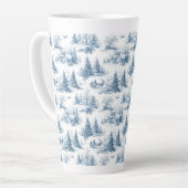 Blue Toile Christmas Pattern  Milchtasse (Linke Ecke)