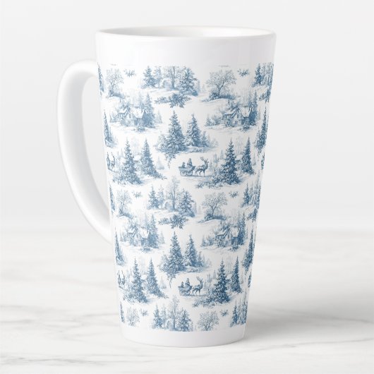 Blue Toile Christmas Pattern  Milchtasse (Linke Ecke)