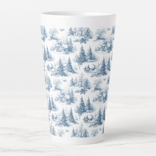 Blue Toile Christmas Pattern  Milchtasse (Vorderseite)