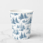 Blue Toile Christmas Pattern  Pappbecher (Vorderseite)
