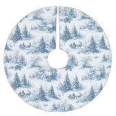 Blue Toile Christmas Pattern  Polyester Weihnachtsbaumdecke (Vorderseite)