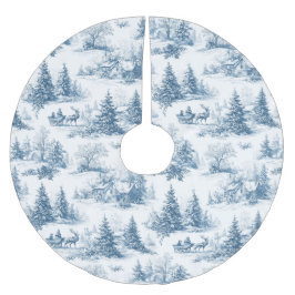 Blue Toile Christmas Pattern  Polyester Weihnachtsbaumdecke