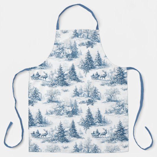 Blue Toile Christmas Pattern Schürze (Vorderseite)
