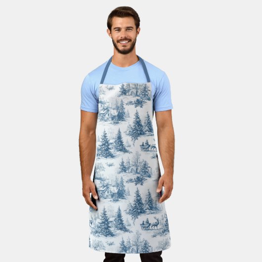 Blue Toile Christmas Pattern Schürze (Getragen)