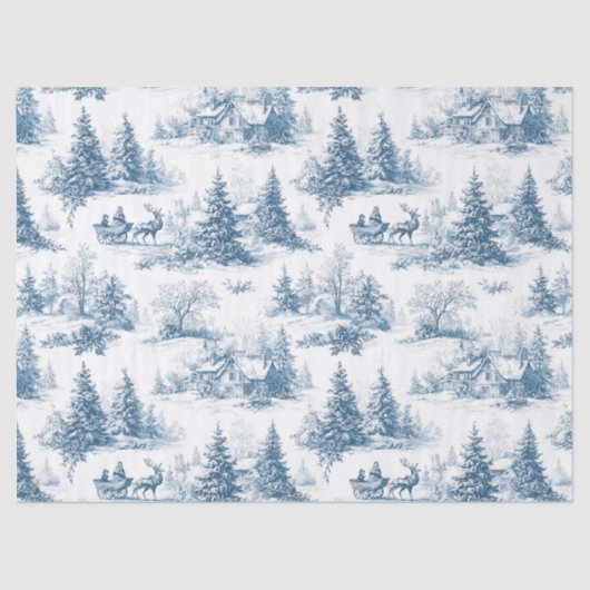 Blue Toile Christmas Pattern Seidenpapier (Vorderseite)