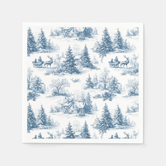 Blue Toile Christmas Pattern Serviette (Vorderseite)