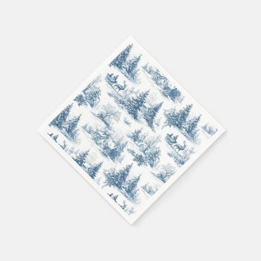 Blue Toile Christmas Pattern Serviette (Ecke)