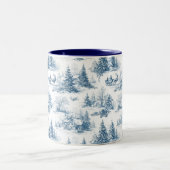 Blue Toile Christmas Pattern  Zweifarbige Tasse (Mittel)
