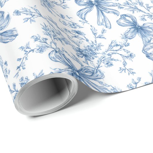 Blue Toile Coquette Pattern  Geschenkpapier (Rolleneckpunkt)