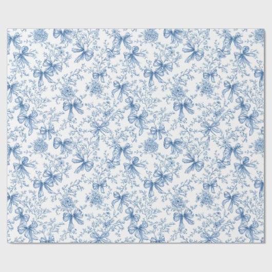 Blue Toile Coquette Pattern  Geschenkpapier (Flach)