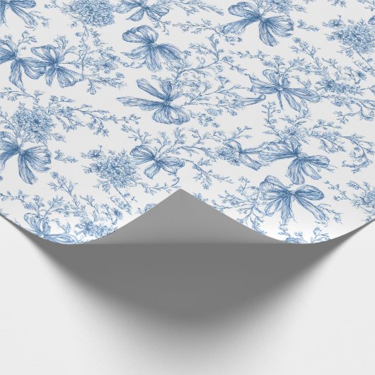 Blue Toile Coquette Pattern  Geschenkpapier (Ecke)